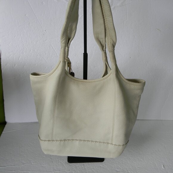 THE SAK CREAM PEBBLE LEATHER LARGE TOTE SHOULDER BAG - Picture 8 of 12